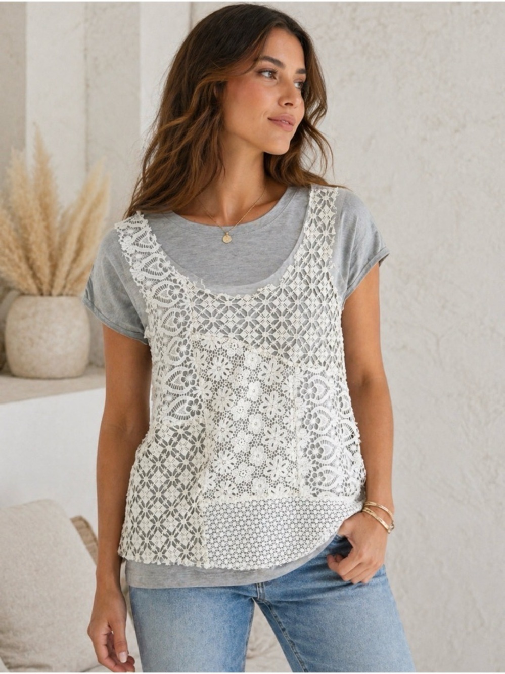 Johnny Was 4 Love and And Liberty crochet Embroidered Tunic panels cotton